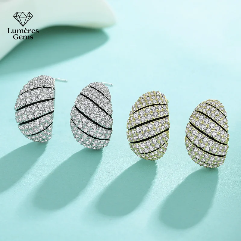 Black checked full-diamond Morganite diamond ear ring - anti-allergy, high-end, suitable for daily commuting, evening parties