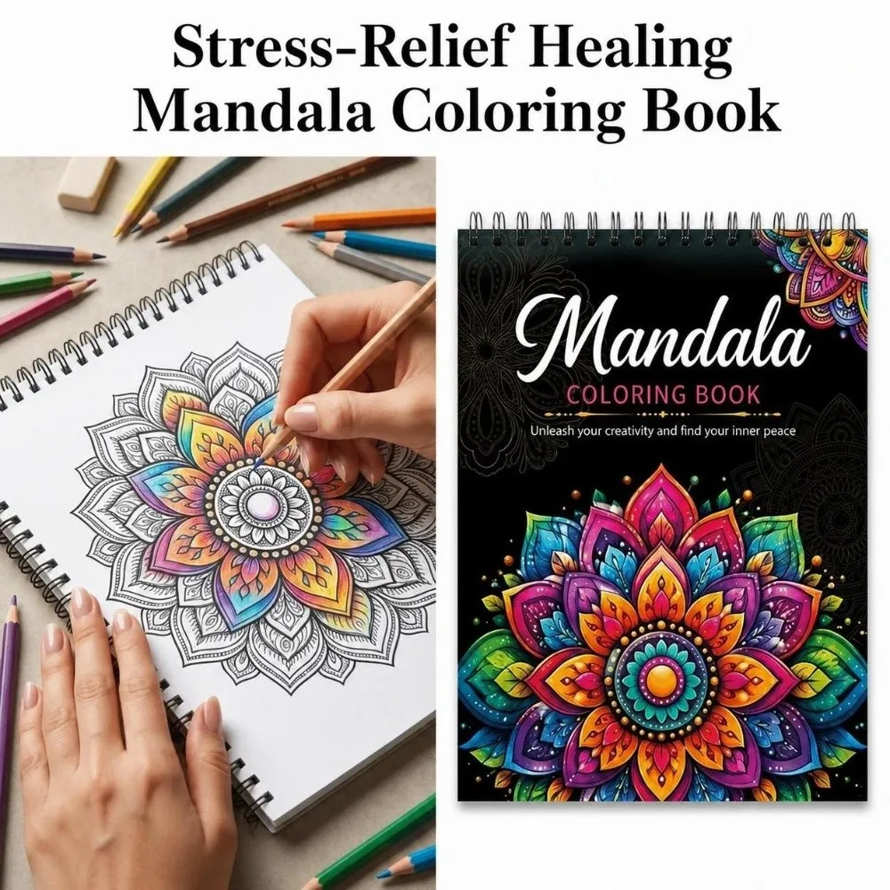 32 Patterns Mandala Coloring Book Mindful Relaxation Stress Relief Adult Graffiti Coloring Book Spiral Bound