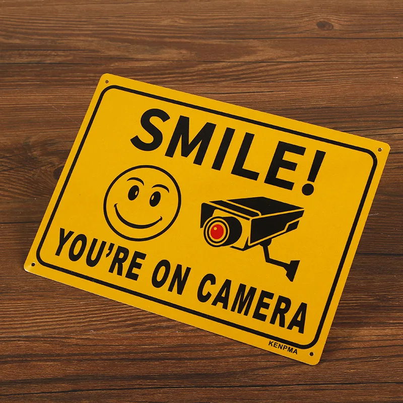 Señal de metal de película reflectante, señal de cámara impermeable, etiqueta de seguridad de PVC, señal de advertencia impresa de acero inoxidable