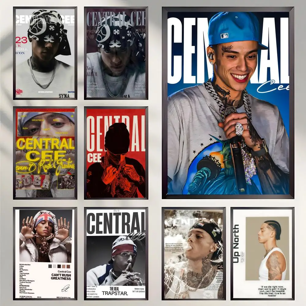 Rapper Central Cee Poster Self-adhesive Art Waterproof Paper Sticker Coffee House Bar Room Wall Decor