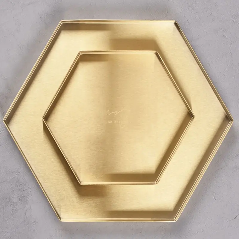 Gold Geometry Stainless Steel Storage Tray Nordic Cosmetic Box Decoration on Table Home