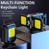 USB Rechargeable Mini Keychain Flashlight Portable COB Work Lights With 90° Foldable Side Lights Super Bright 1000LM for Camping