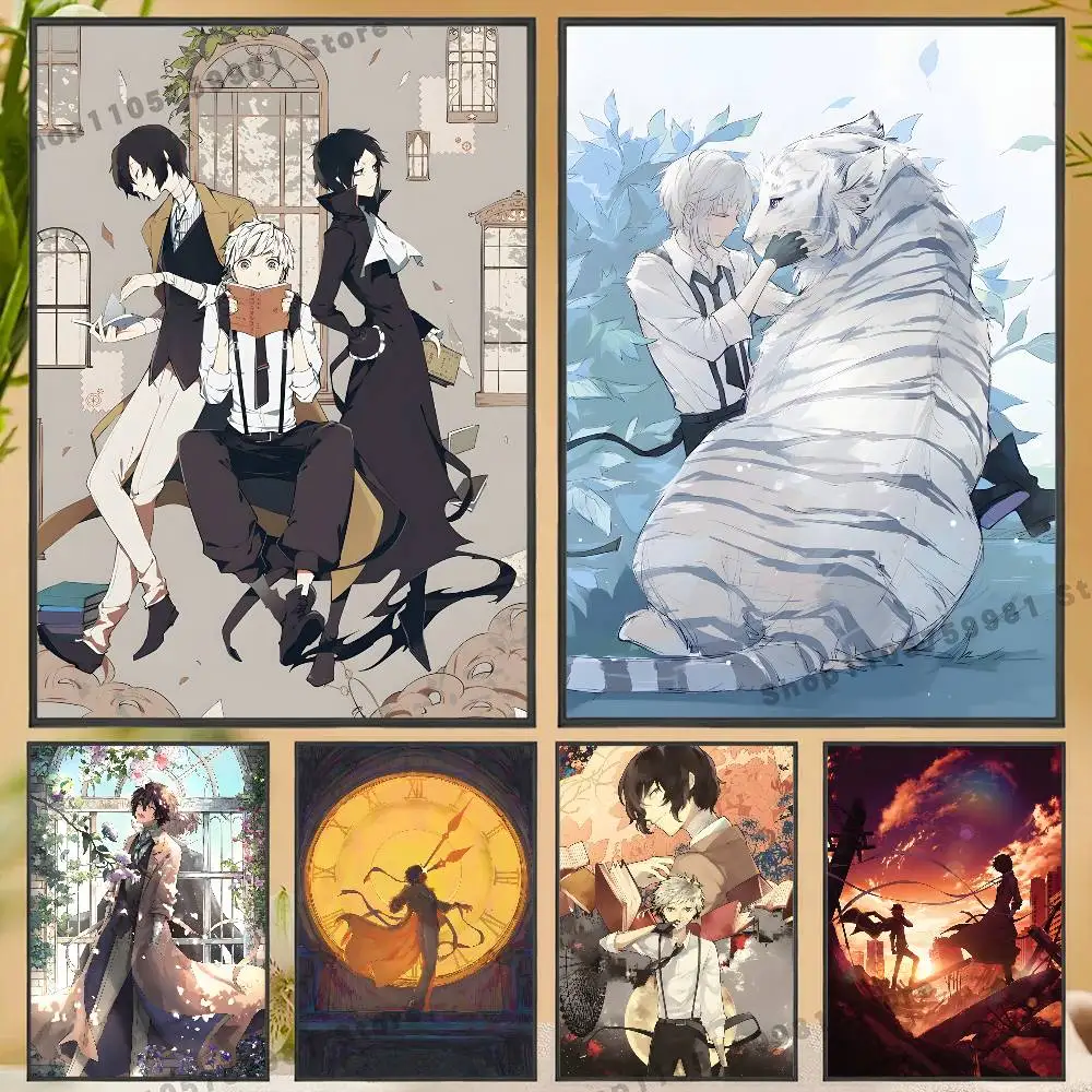 D-Dazai Chuuya Poster Sticker Classic Art Painting for Home Bedroom Cafe Office Wall Decor