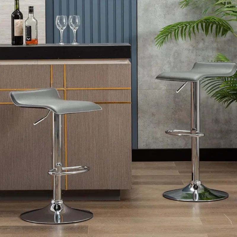

Contemporary Chrome Air Lift Adjustable Swivel Bar Stool, Set of 2