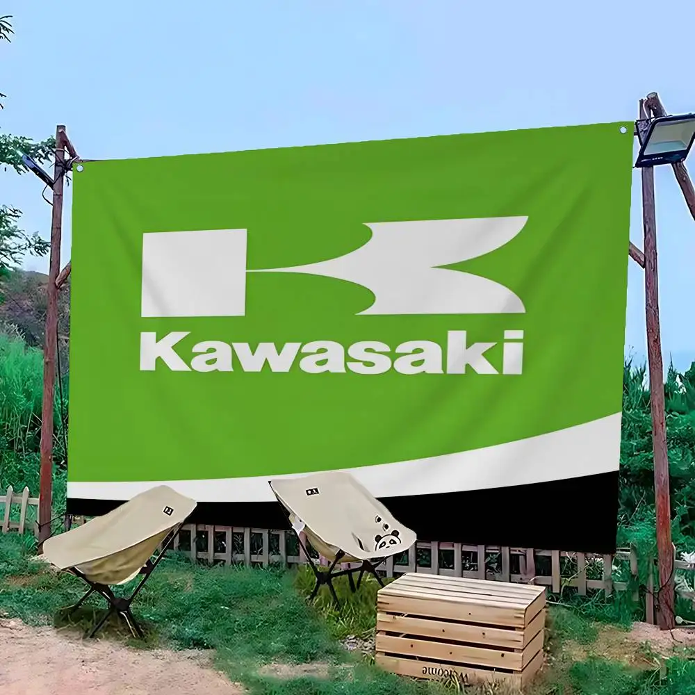 K-kawasakis Logo High End Quality Banner Printing Artistic Atmosphere Style Camping Flag