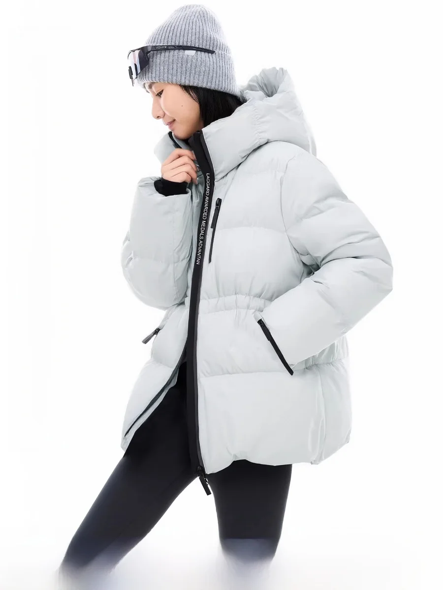 

Женская свободная куртка Snowy Peak Life с капюшоном, наполненная 90% белым утиным пухом, теплая повседневная зимняя верхняя одежда из нейлоновой ткани