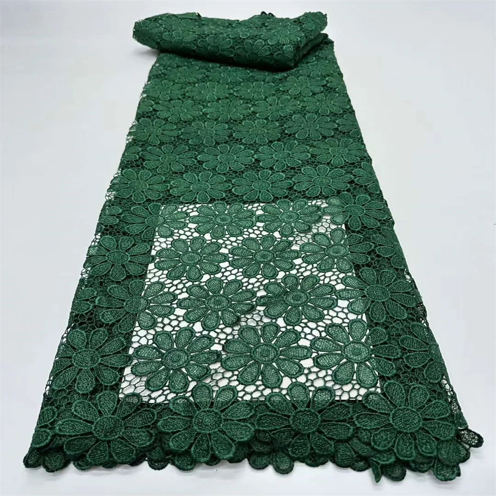 

New Design 2024 High Quality Green African Nigerian Guipure Lace Fabric Wedding Party Dresses For Sewing Embroidery Lace 5 Yards