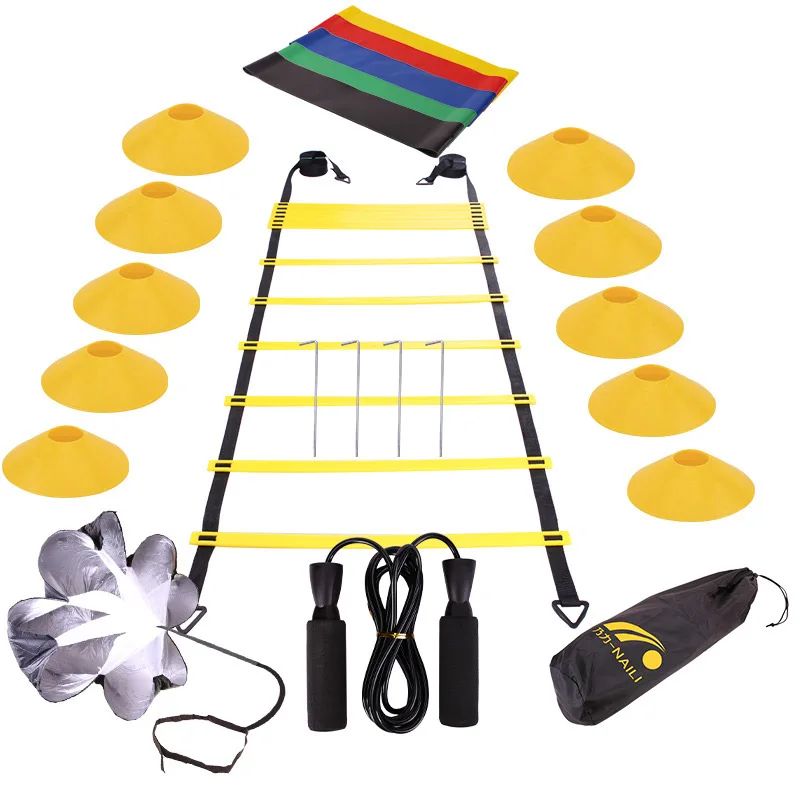 

Footwork Fitness Set Soccer Football Speed Agility Training Ladder Marker Disc Resistance Parachute Rope skipping Equipment Kit