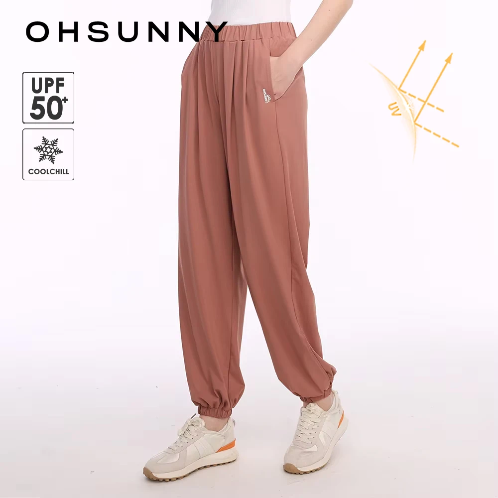 

OhSunny Women Summer Jogger Pants Wide Leg Trousers Sun Protection Anti-UV UPF50+ Casual Full Trousers Streetwear Loose