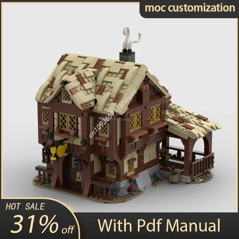 

1294pcs Medieval Castle Street View Model MOC Village Tavern Modular Building Bricks Gift Holiday Assemble Children Toys Suit