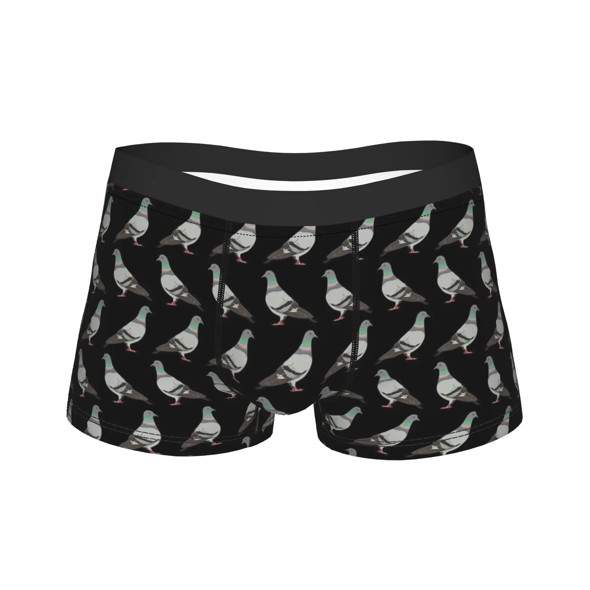 pigeon walk 2020, black Underwear  Breathable Panties Print Boxer Brief For Male Pouch Plus Size Trunk