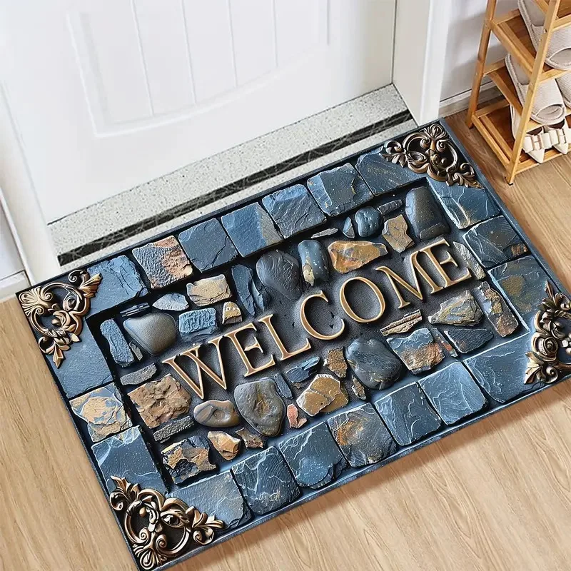 

3D Simulated Pebble Diatom Mud Bathroom Mat Welcome Mat Quick Dry Absorbent Non Slip Toilet Door Mat