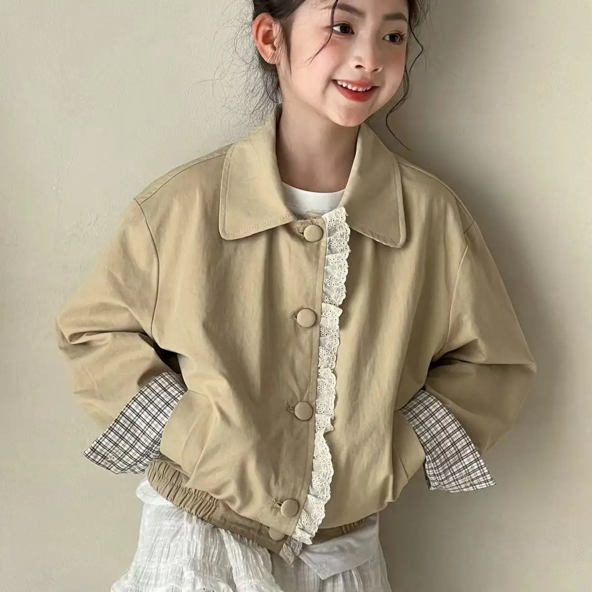 

Girls' Double-Sided Hooded Jacket 2026 New Spring And Autumn Casual Children's Zipper doat Big Kids' Outerwear Top