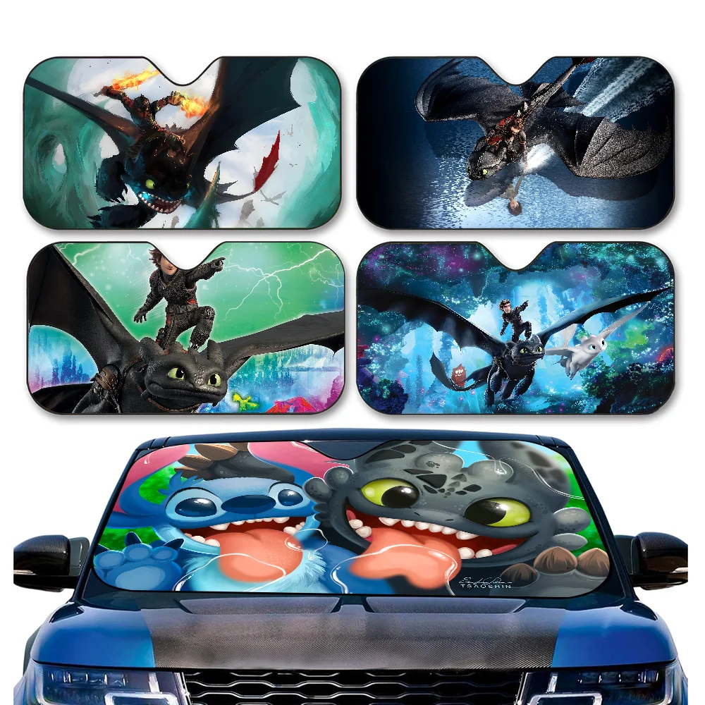 

H-How Train Anime Your Dragon Car Sun Shade Front Window Sunshade for Most Sedans SUV Blocks Max Uv Rays Keep Your Vehicle Cool