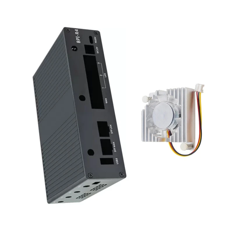 For Banana Pi BPI-R4 Aluminum Case With Fan 12V 5A DC Power Supply For BPI R4 Development Board Accessories