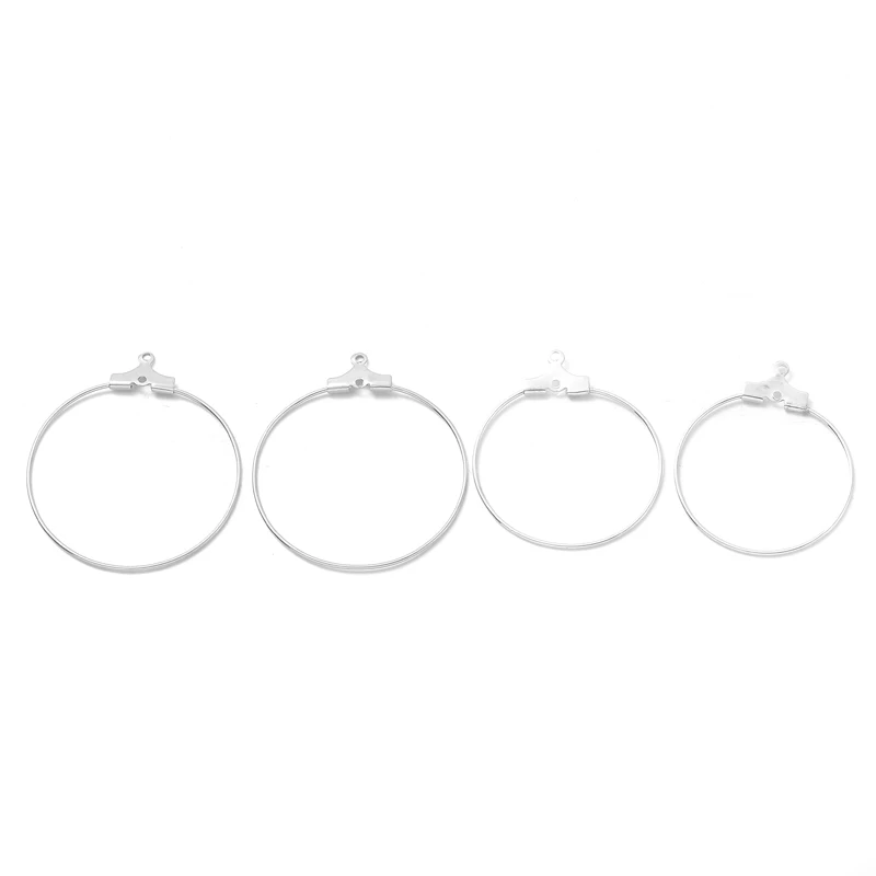 30pcs 25/30/35/40mm Hoop Findings Big Circle Ear Wire Connector Hoops Loop Earrings Base For Jewelry Making Supplies Components