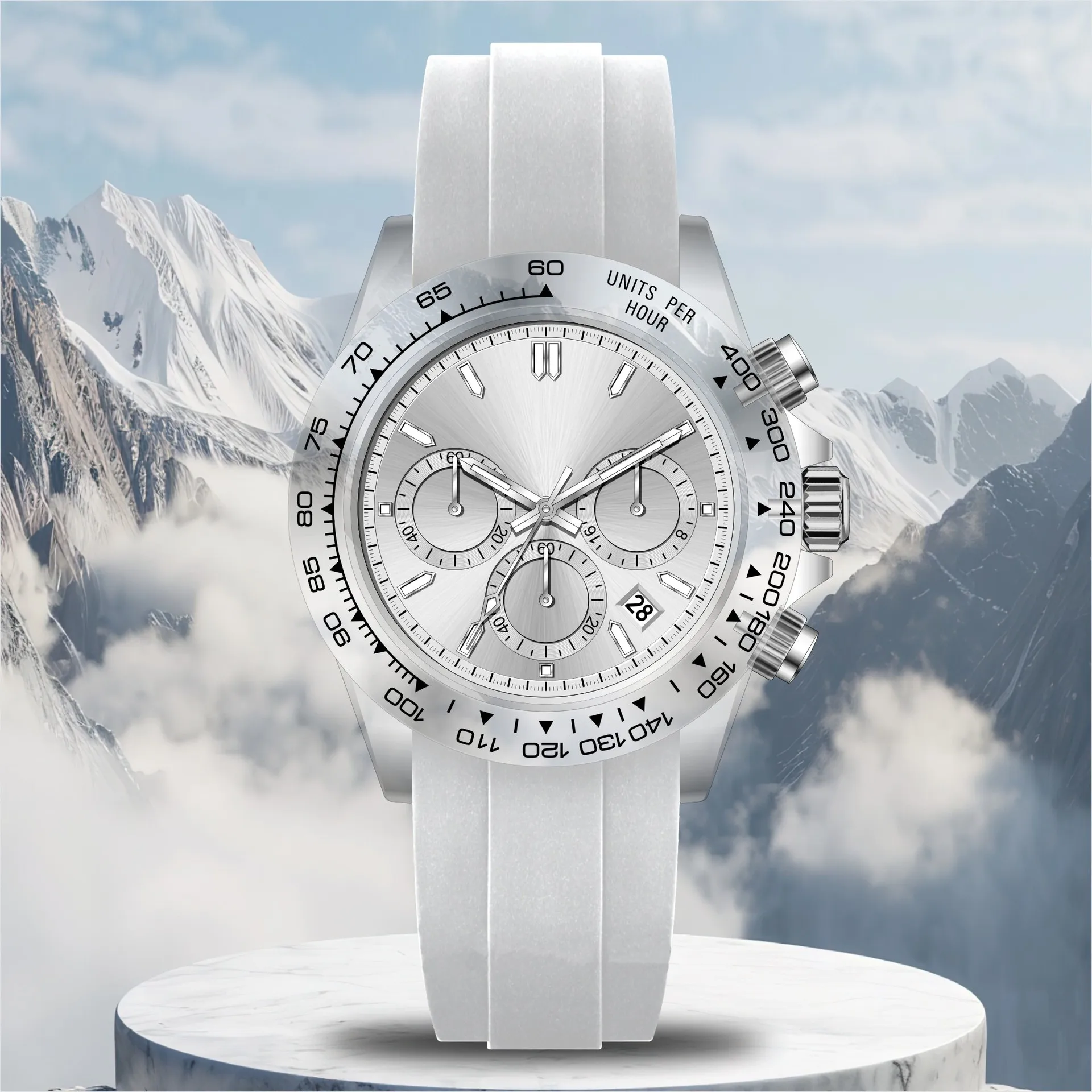 Multifunction Mens Quartz Watch Transparent Plastic Chronograph Waterproof Luminous Wristwatch