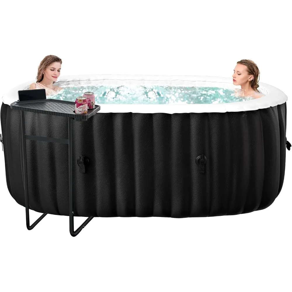 

75” 2 Person Inflatable Hot Tub，Leak-Proof PVC Outdoor Spa with 130 Air Jets，Heater Pump & Insulated Cover, Portable Hot Tub