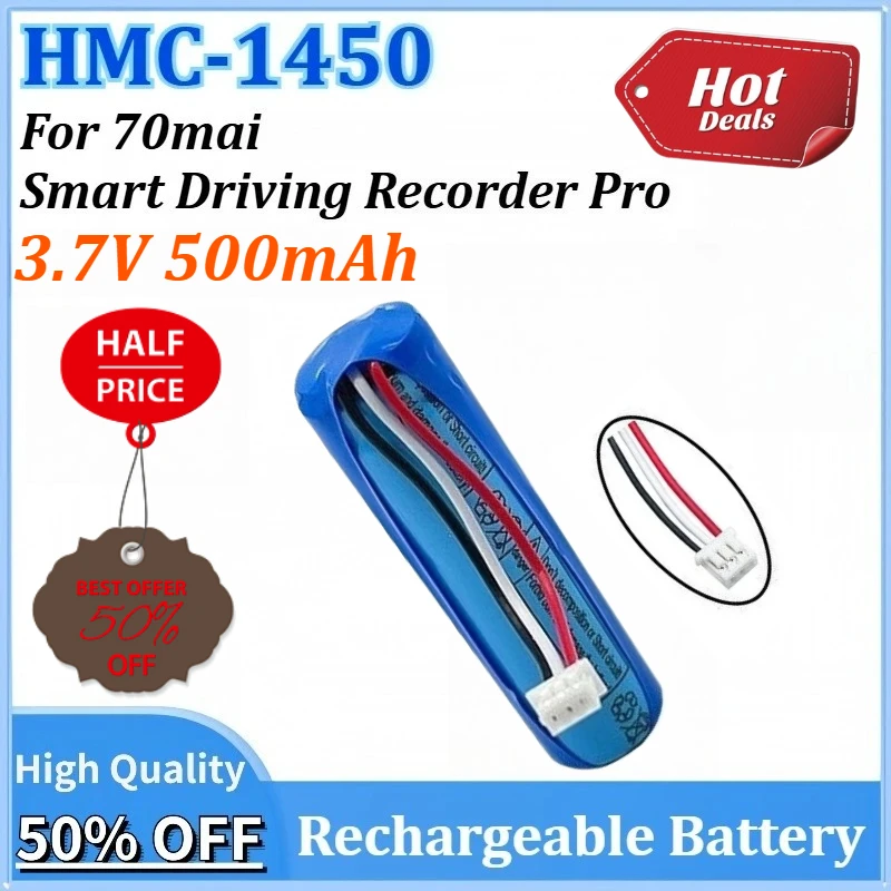 

3.7V 500mAh HMC-1450 Newly upgraded Replacement for 70mai Smart Driving Recorder Pro for Midrive D02 Rechargeable Battery