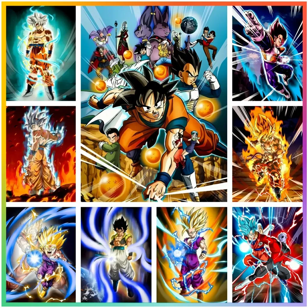 

Dragon Ball Super Saiyan Goku Characters Mosaic Embroidery Pictures Creation Diamond Painting Cross Stitch Home Decor 5D DIY Art