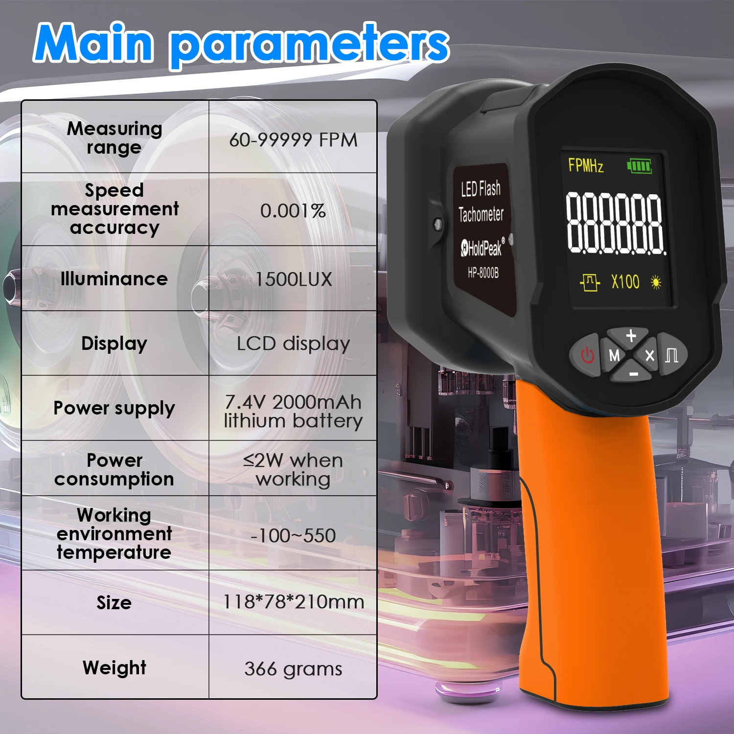 

BTMETER Strobe Tachometer, Digital Tacometro RPM Testo, Handheld Speedometer 60~99999 FPM, for Gear, Print, Spin, CNC machine