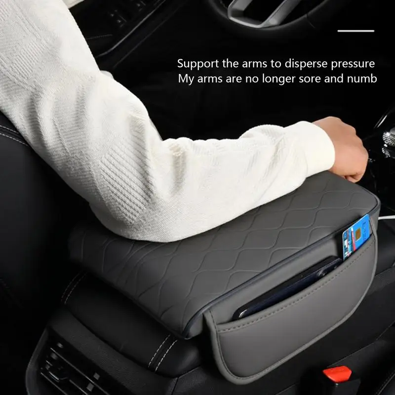 Car Armrest Box Height Pad With Side Pocket Organizer Memory Foam Auto Center Console Arm Rest Elbow Rest Cushion Car Interior