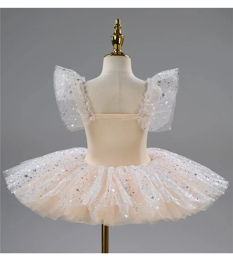 Romantisches Kinder-Ballett-Tutu-Kleid Mädchen-Tanzrock Goldener Pailletten-Ballettrock Aufführungskleidung Kinder Langes Prinzessinnenkleid – Detail 4