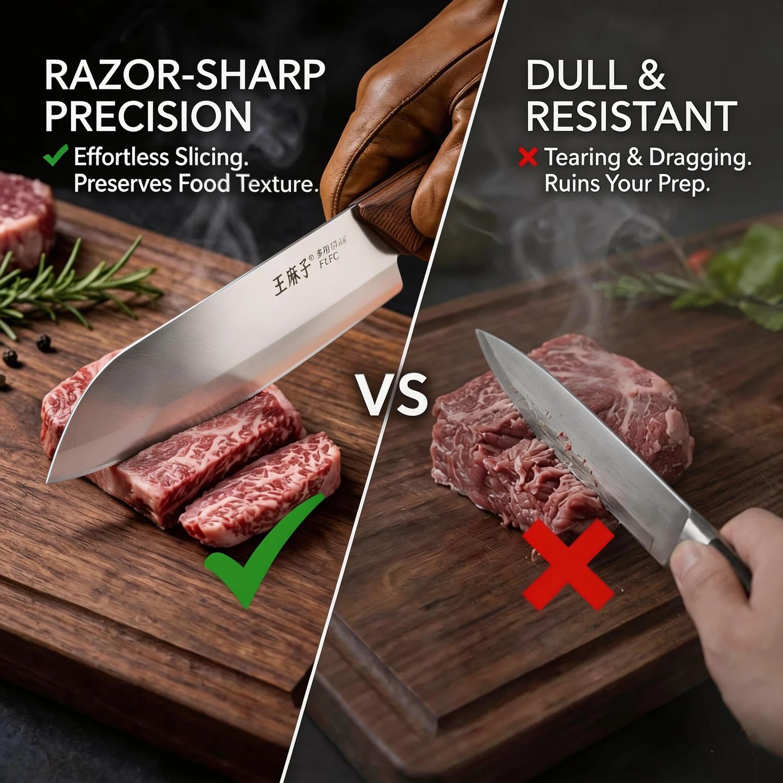 New Wangmazi Premium 7-Inch Chef's Knife - High-end Kitchen Knife with Solid Ebony Handle, High-Carbon Stainless Steel for Chefs