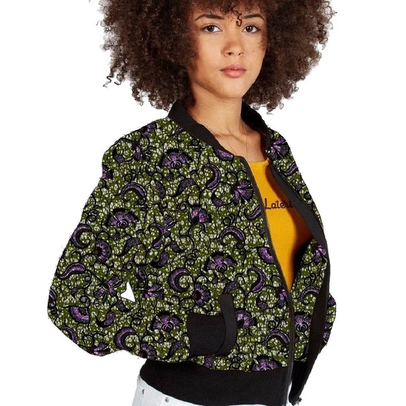 Elegant Women Ankara Outfit Colorful Bomber Jackets New Arrivals African Style Female Baseball Coat