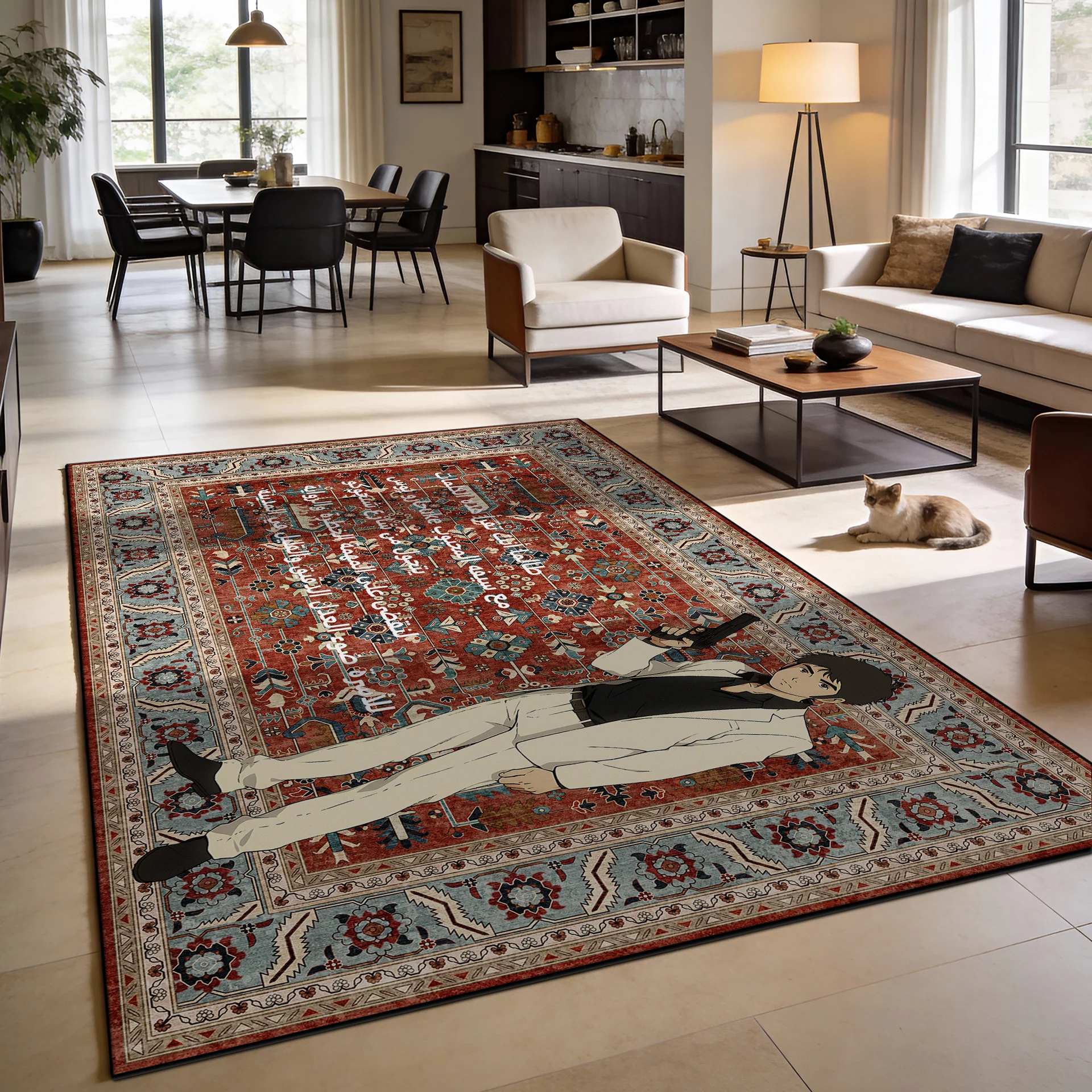 Anime Persian Retro Desig Living Room Carpet Fashion Decoration Classical Non-slip Large Rugs Lint-free Bedroom Lounge Floor Mat