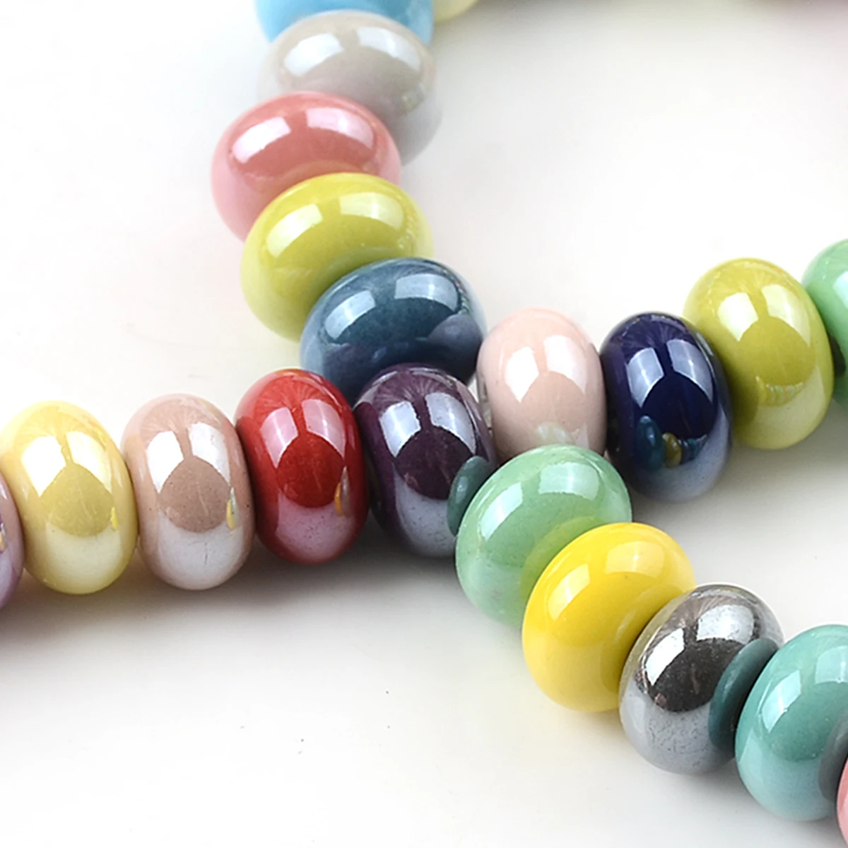 30pcs 5x8mm Abacus Shape Ceramic Beads DIY 2mm Hole Handmade Jewelry Beads Charms Loose Porcelain Beads For Jewelry Making