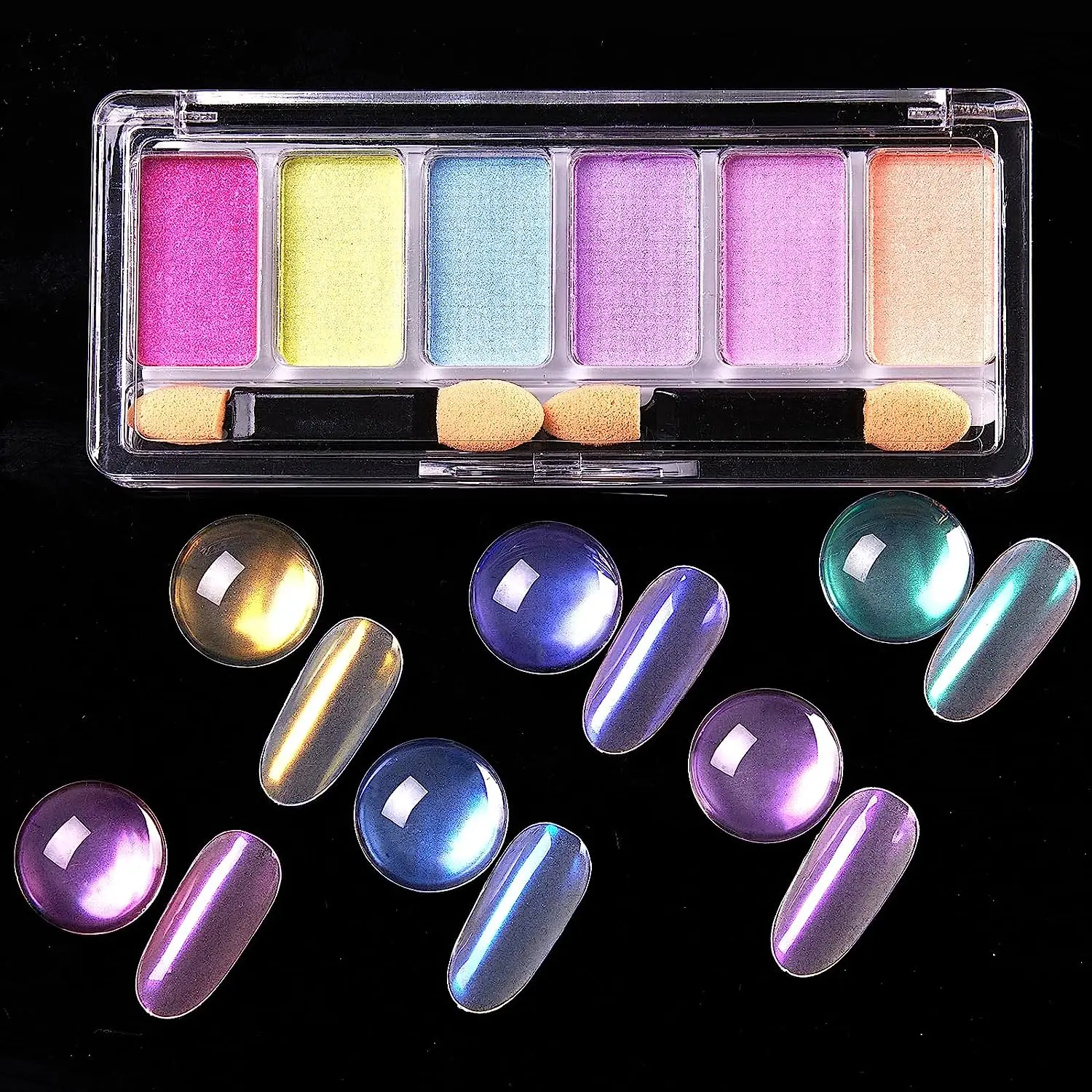 Makartt Chrome Nail Powder, 6 colores Aurora Nail Powder efecto espejo pigmento en polvo Nail Art Brillos para uñas iridiscentes