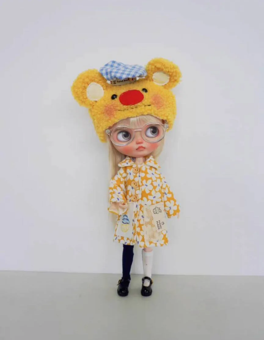 2pcs kawaii clothes blythe doll outfit Butter Bear Hat/Dessert embroidered jacket  1/6 30cm(Fit for Pullip,Ob22/24/26, Licca)