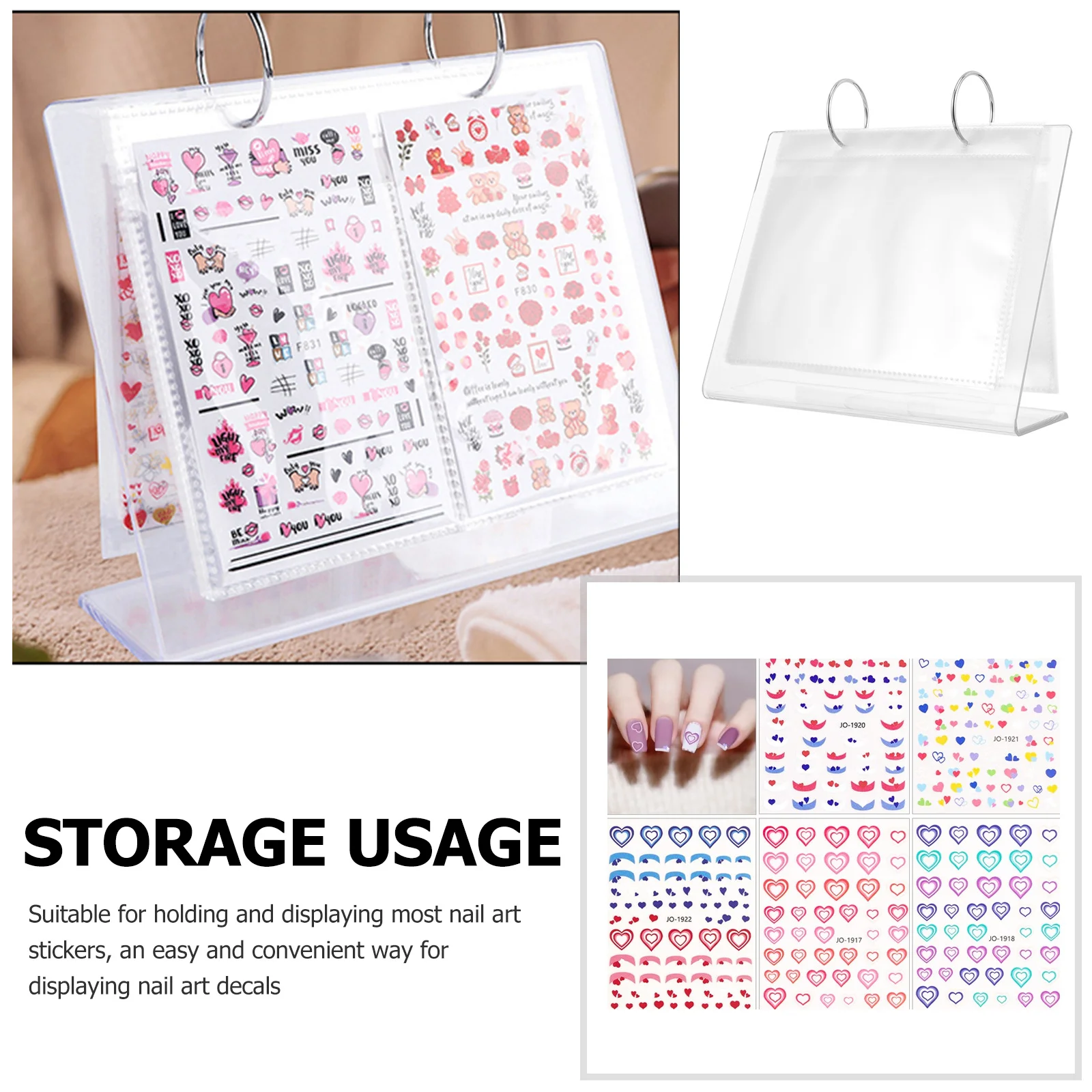 

Nail Art Stickers Display Book Transparent Compact Storage Album For Diy Nail Decal Organizer Portable Sticker Collecting