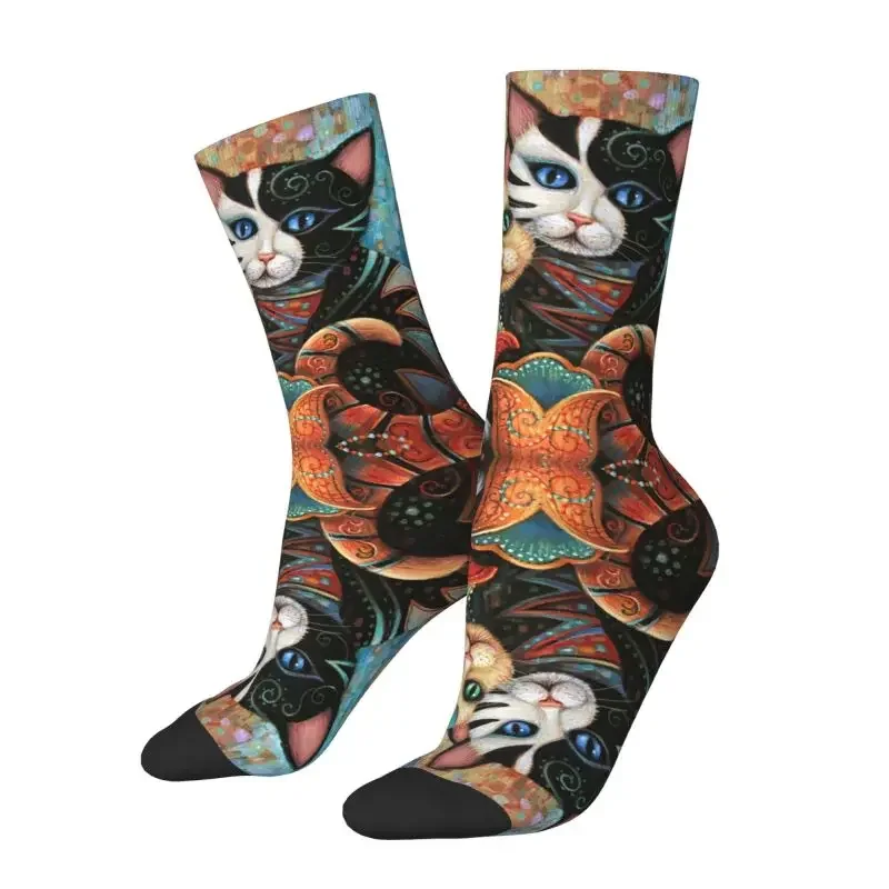 Cat Painting Gustav Klimt Art Men Women Male Crew Socks Unisex Fashion Animal Spring Summer Autumn Winter Dress Sock