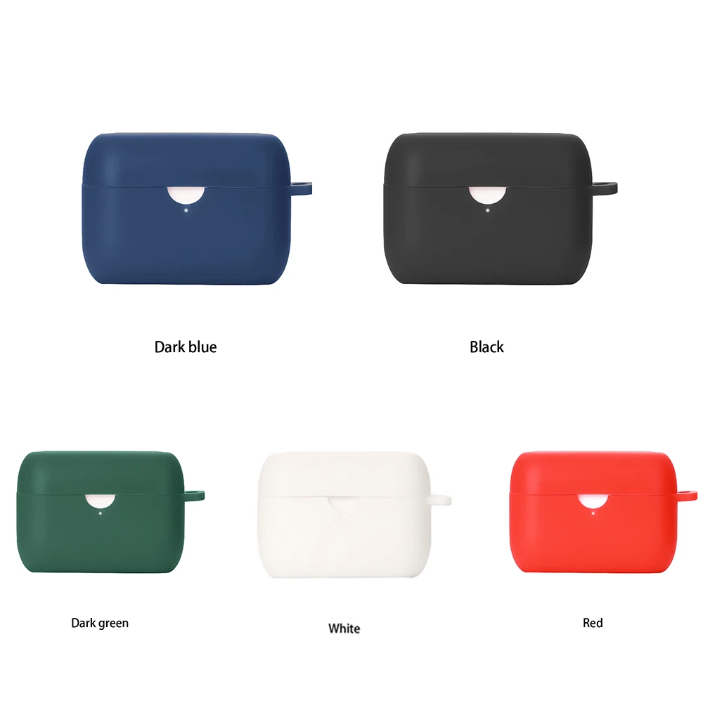 Silicone Case for 1MORE Neo Case Solid Color Anti-drop Protection Earphone Cover Charging Box Case with hook