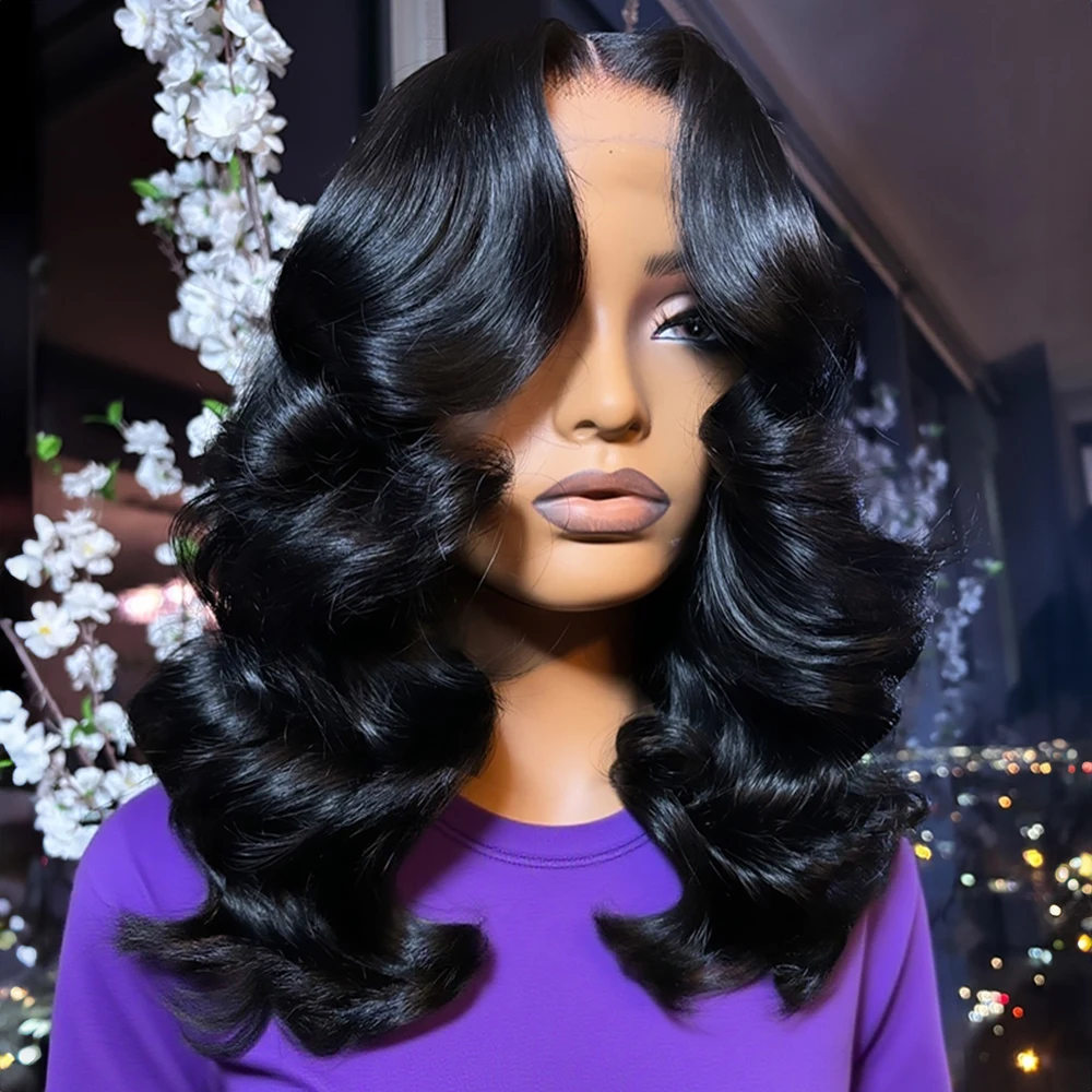 

14-дюймовый объемный волнистый короткий боб, прозрачный парик из натуральных волос на кружеве, бесклеевой 7x5 13x4, предварительно сорванный парик на кружеве для женщин, 250%