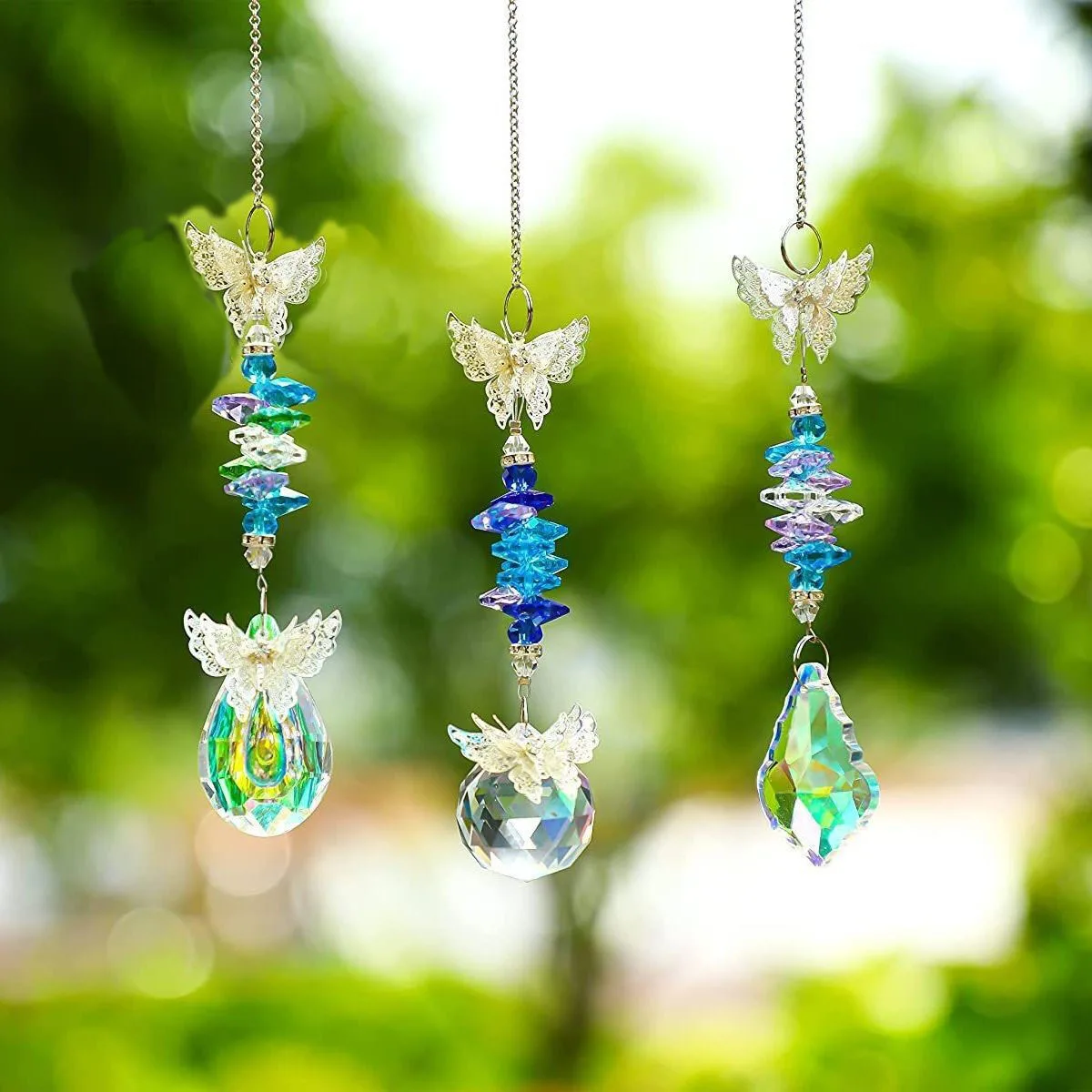 Crystal Suncatcher Butterfly Hanging Pendant Rainbow Maker Sun Catcher Prism Glass Ornament Craft Home Garden Decor