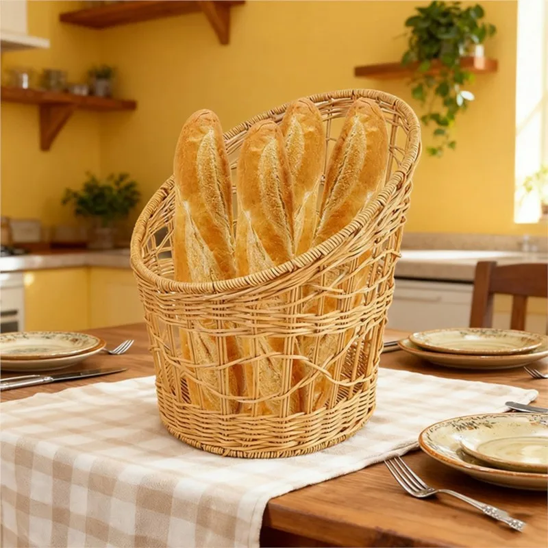 Rustproof Iron Square Bread Basket, Breathable Ecofriendly Wire Tray for Baguette and Pastry, Durable Storage for Kitchen Bakery