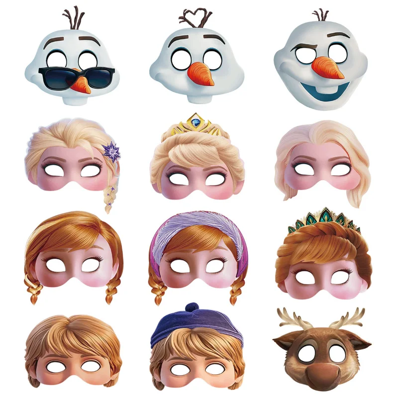 12 قطعة قناع ديزني فروزن لوازم الحفلات آنا إلسا فروزن ورقة نظارات قناع الفتيات عيد ميلاد التصوير الدعائم هدايا الحفلات #2