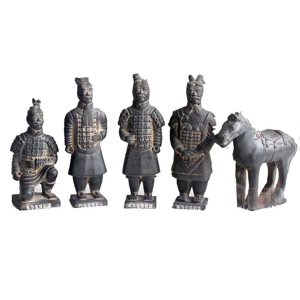 pottery clay material Artificial Emperor Qin's Terracotta Warriors of  5 piece sets pottery clay handicrafts ornaments