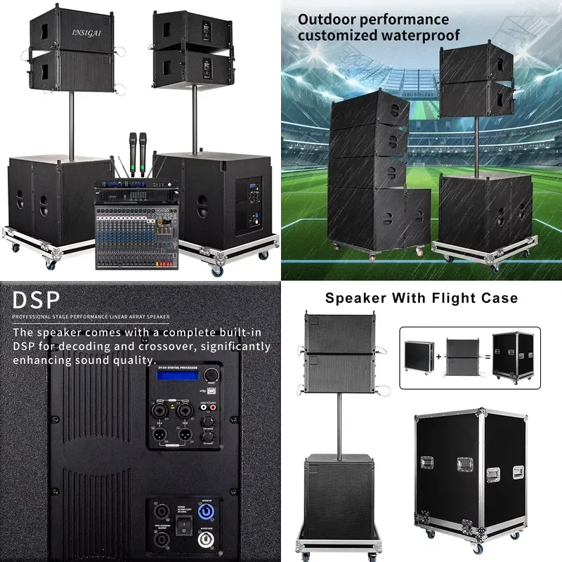 INSIGAI Hot Sale DSP Professional Speaker Sound System Audio Subwoofer Outdoor Concert Stage Passive Active Line Array
