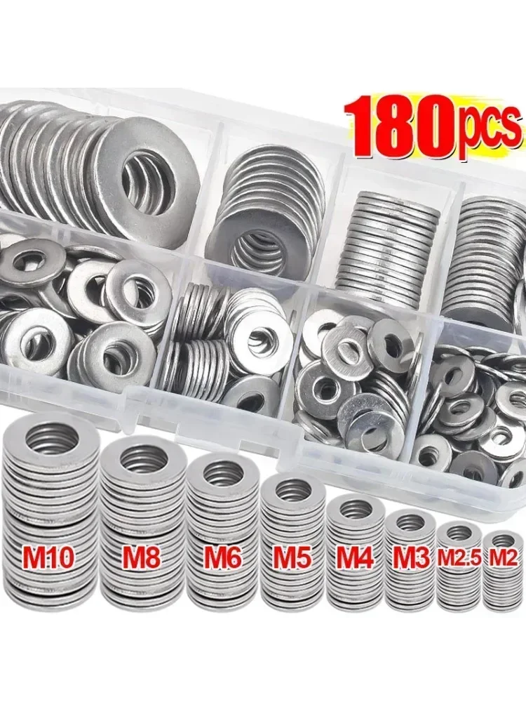 Metal O Ring Fixadores Junta Set, Flat Washer Grommets, Variedade Kits, Aço Inoxidável 304, M2,