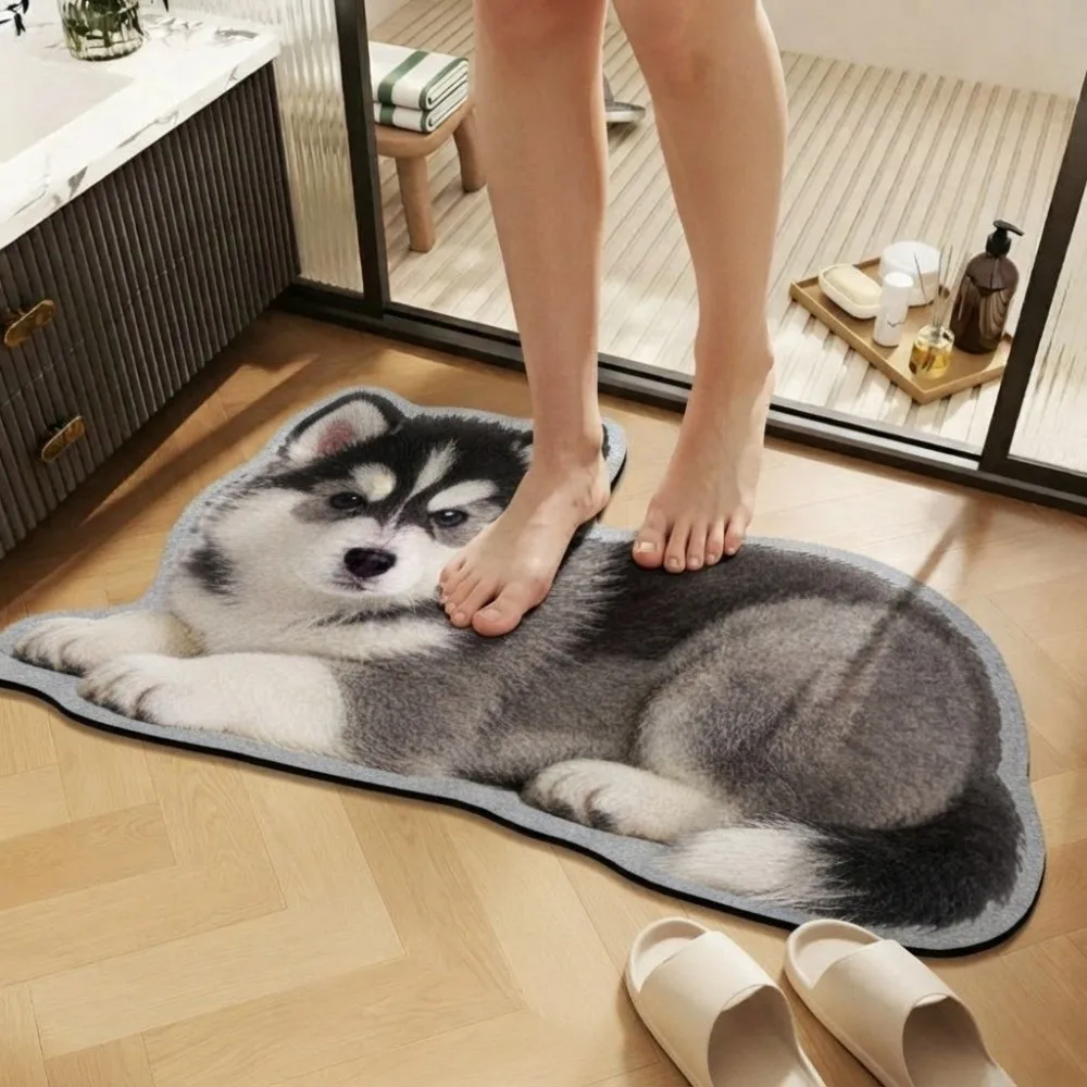 Special-shaped Puppy Print Rug Pet Theme Rug Decorative Carpet Dog Shaped Rug Puppy Print Soft Entryway Mat Bedroom Decor