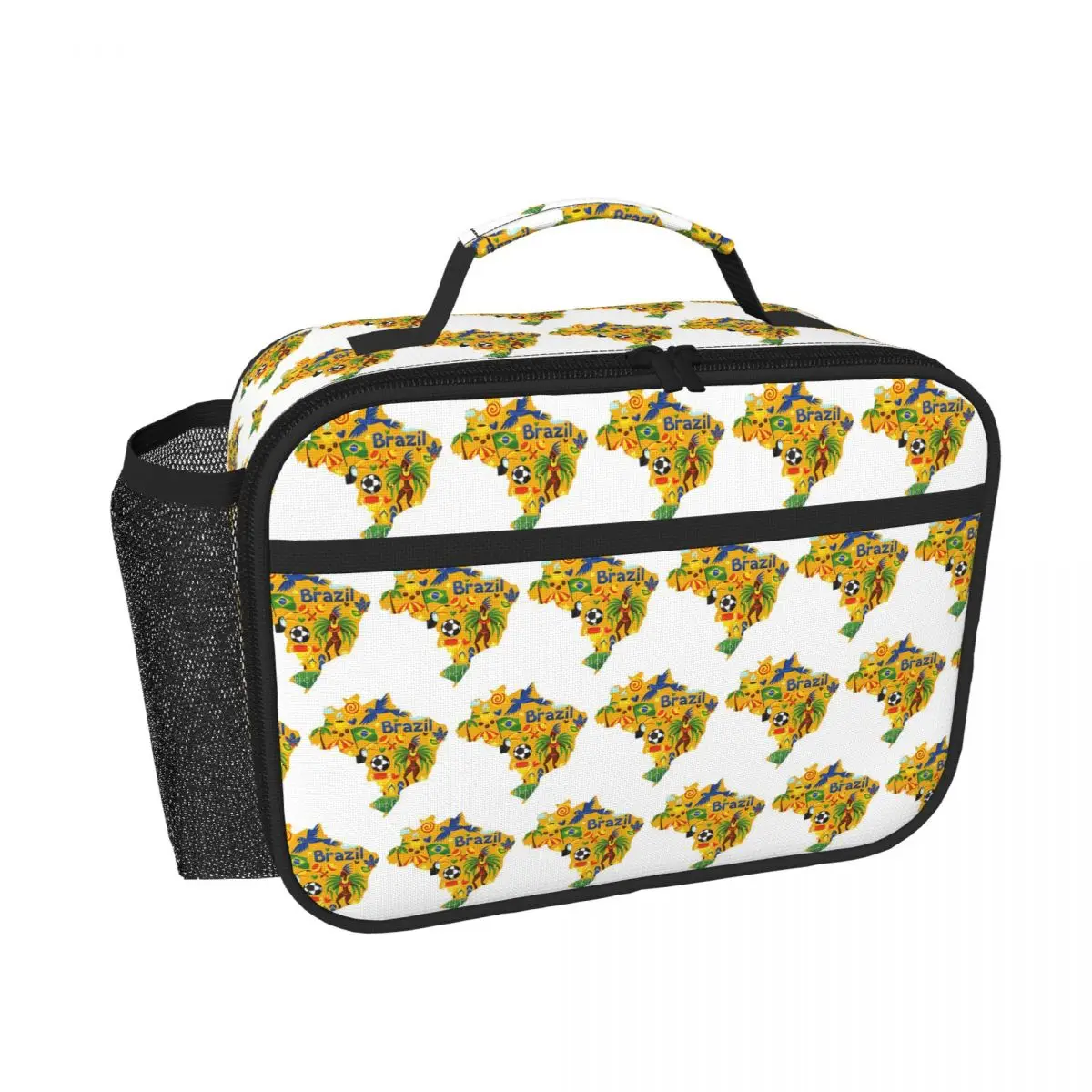 Brazil Abstract Map Insulated Lunch Bag for Women Children Leakproof Food Boxes Thermal Lunch Box Tote