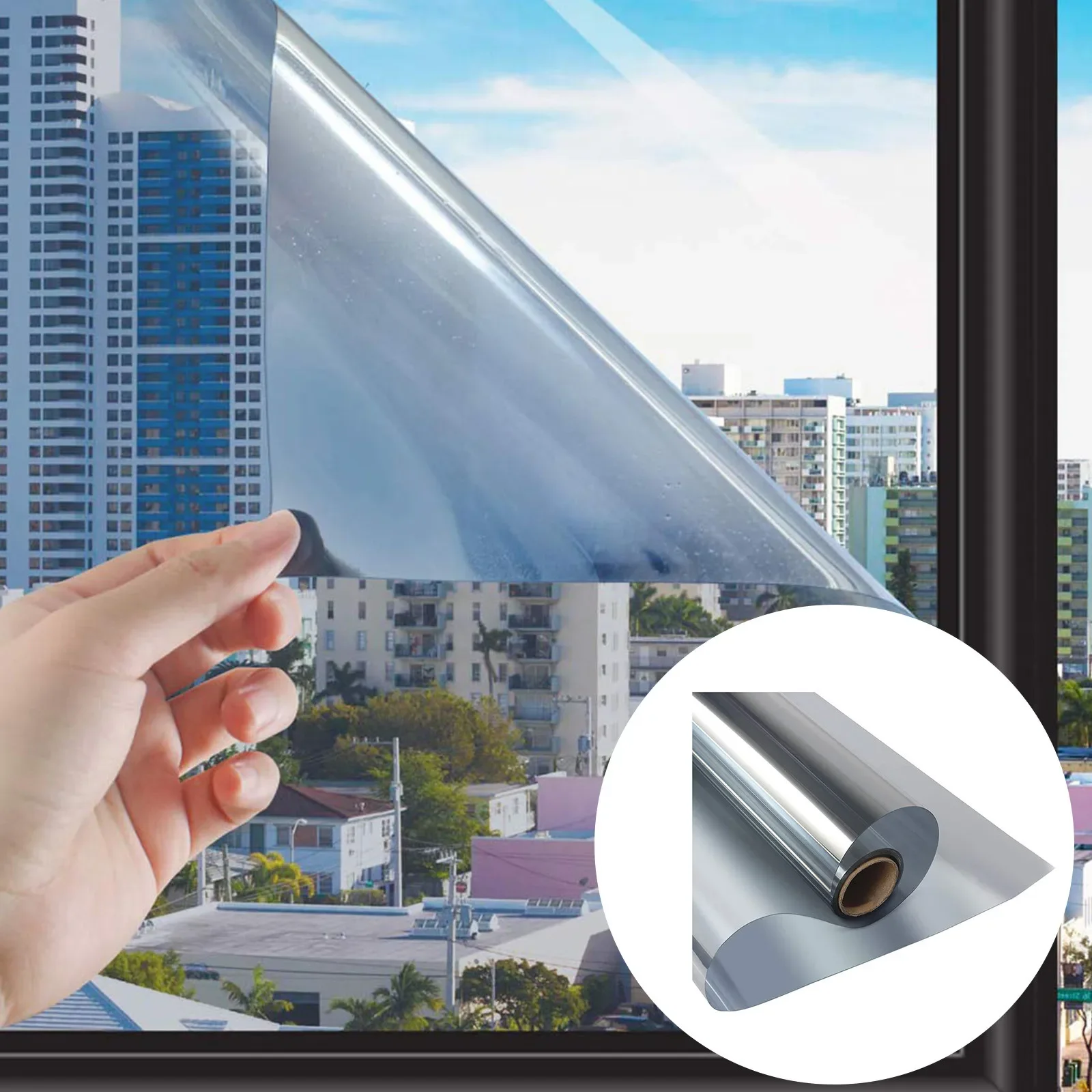 Window Film One Way Privacy Self-Adhesive Glass Sticker For Home Office Reflective Mirror Film Privacy Protection Decal 30*100cm