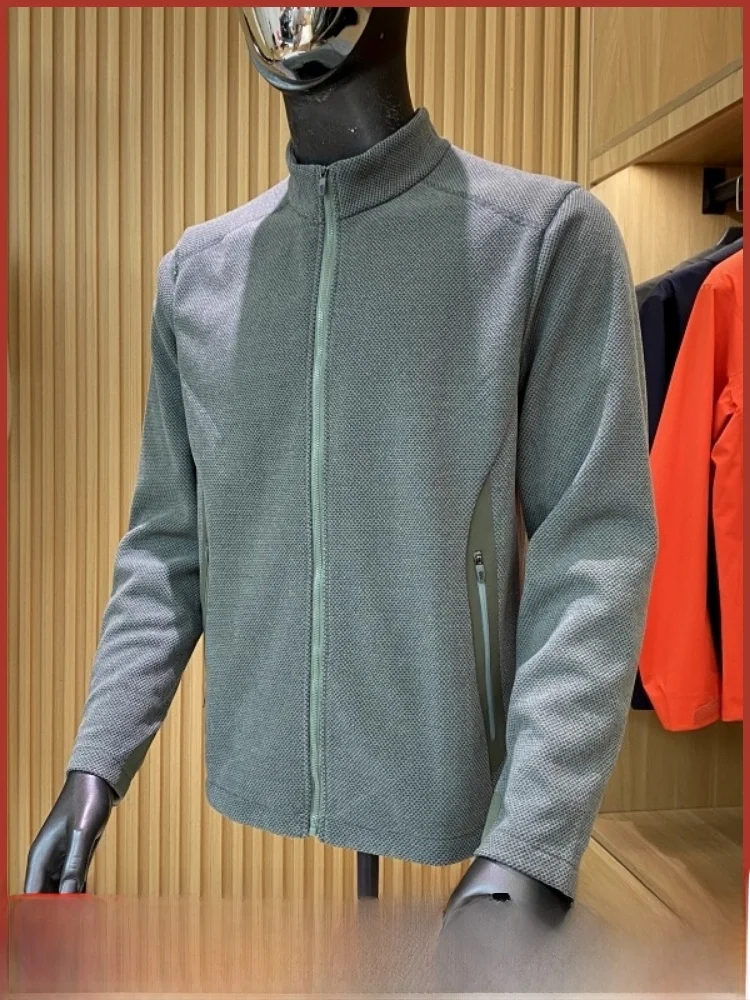 

Тяжелый новый мужской открытый кардиган с воротником-стойкой на подкладке из полиэстера, теплый повседневный кардиган с 3D пошивкой, осень-зима