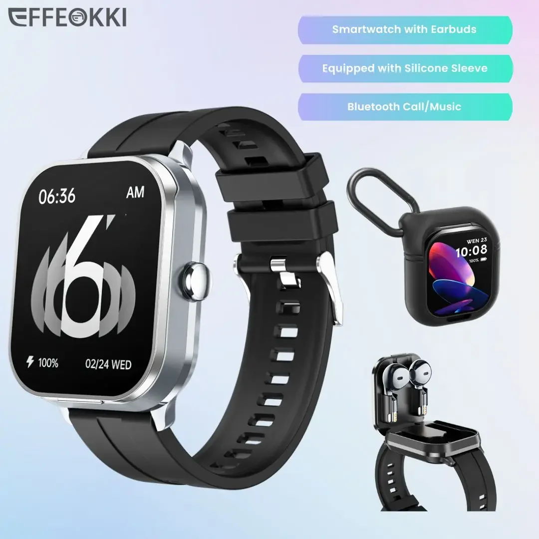 New 2-In-1 Smart Watch With Ear Buds For Men 2 Inch NFC Wireless Call Fitness Music Control For Huawei Smartphone