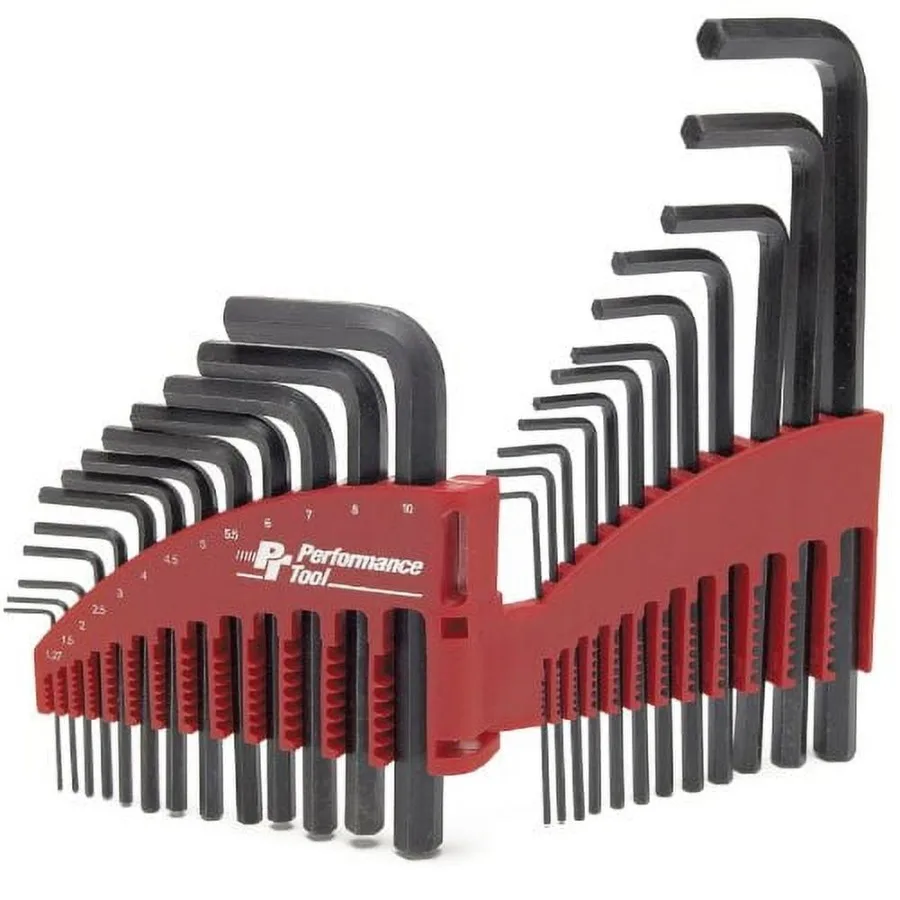 

W80281 25-Piece SAE/Metric Hex Key Set for Mechanics and DIY Projects, Black Oxide Finish, Durable Steel Construction, Compact
