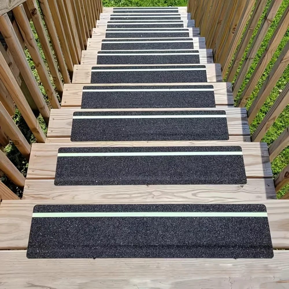 5 piezas de cinta antideslizante luminosa de seguridad, cinta de tracción, 15 cm x 76 cm, no requiere corte, autoadhesiva, brilla en la oscuridad, adecuada para escaleras interiores o exteriores, baños, bañeras, barcos, cinta antideslizante fluorescente, proporciona el mejor agarre, fricción, escalones, pedales de monopatín, cinta antideslizante abrasiva